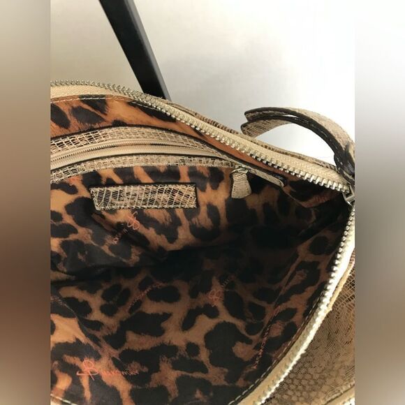 B.Makowsky tan Brown Faux Snake Skin Leather Handbag - Picture 4 of 6